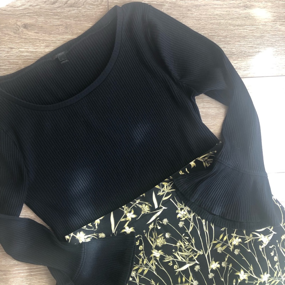 J Crew Ribbed Bell Sleeve Top